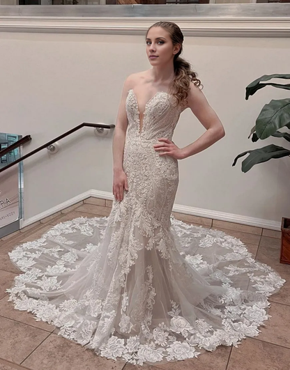 Aimishang Wedding Dress Mermaid Stapless Chapel Train With Appliques