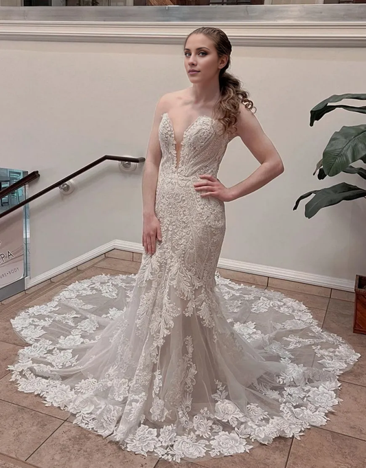 Aimishang Wedding Dress Mermaid Stapless Chapel Train With Appliques