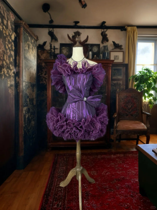 Girlhomeshops-Purple Unique Tulle Princess Short Formal Homecoming Dress Birthday Party Dress gh5357