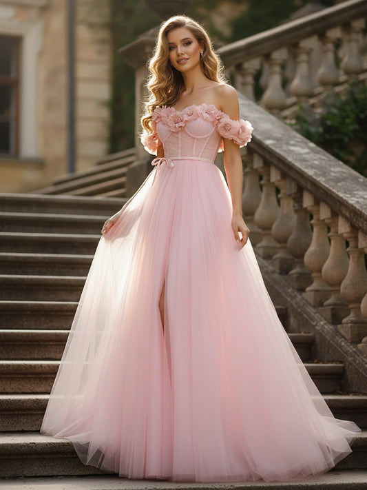 Off-Shoulder Volume Skirt Fairy Dress Blushing Pink