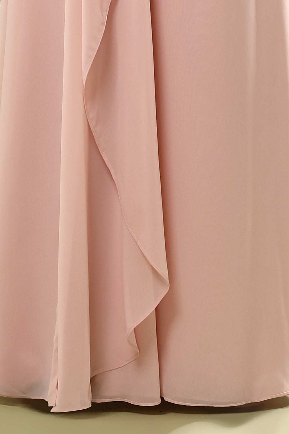 Blush Chiffon One-Shoulder Ruffled Bridesmaid Dress