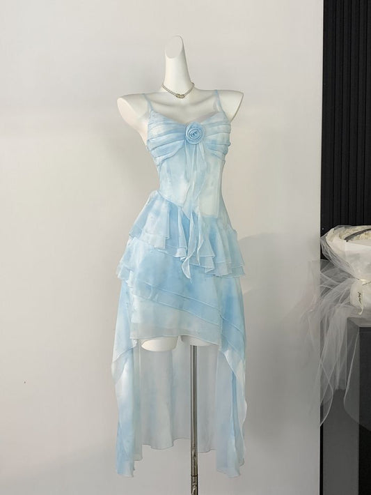 Blue Fairy Dress Short Chiffon Dress gh6872