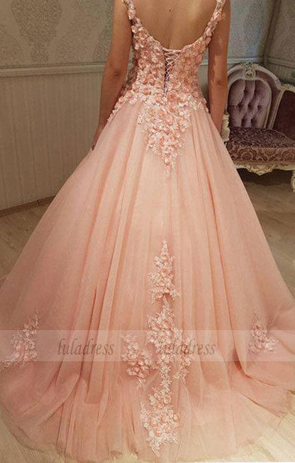 Chic Lace Flowers Embroidery Sweetheart  Ball Gowns Wedding Dresses For Bride