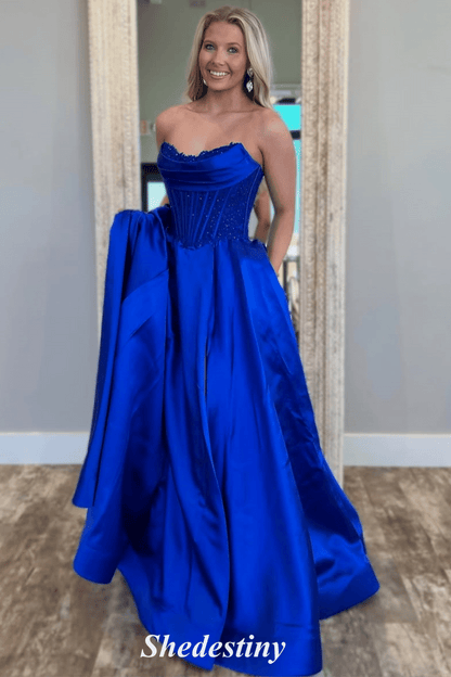 Lace Royal Blue Elegant Sweetheart A-Line Prom Dress