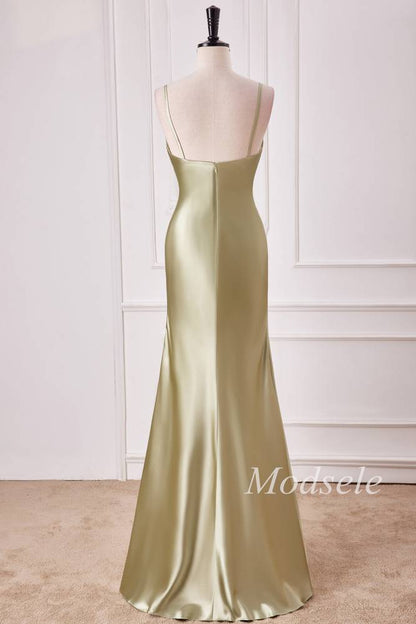 Sage Spaghetti Strap High Waist Mermaid Long Dress