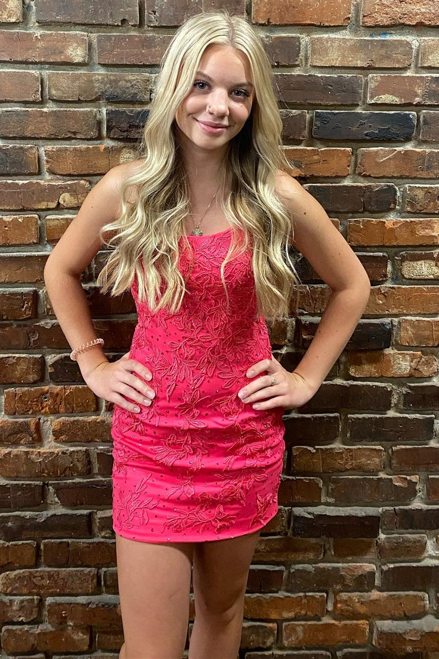 Lavender Appliques Lace-Up Short Homecoming Dress