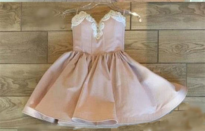 Pearl Embroidery Sweetheart Nude Pink Satin Homecoming Dresses