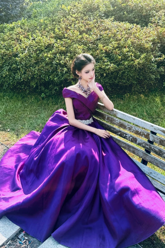 Purple Long Satin Ball Gown gh6902