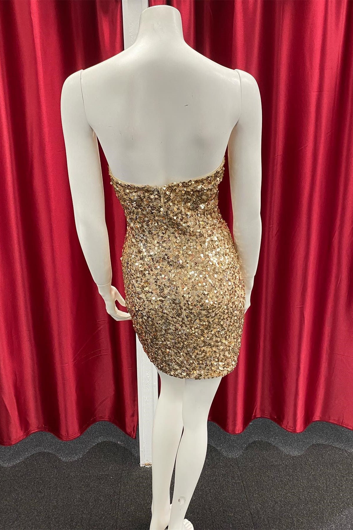 Pink Sequin Strapless Fitted Short Homecoming Dress