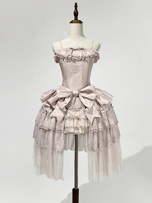 Girlhomeshops-Pink Sweet Formal Princess Satin Short Homecoming Dress Birthday Party Dress gh5348