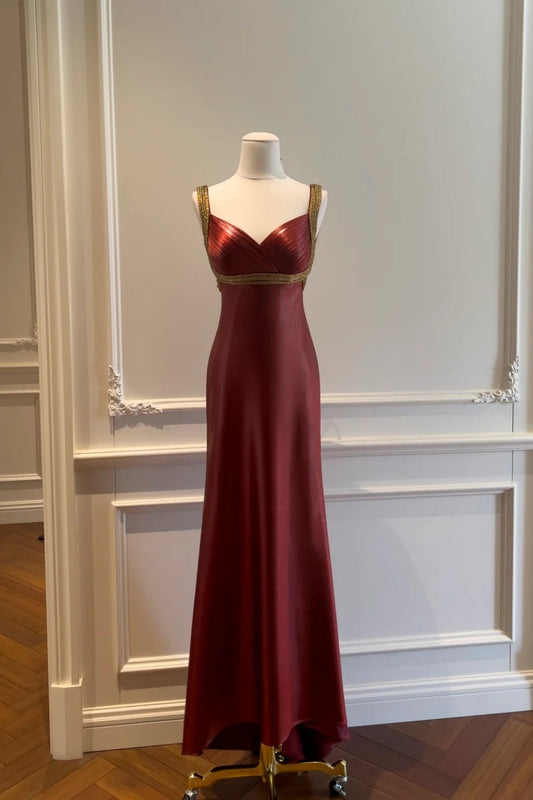 Leather red vintage dress gh6796