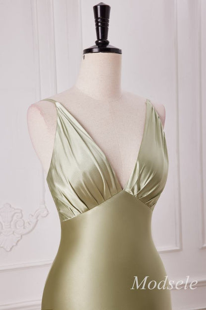 Sage Spaghetti Strap High Waist Mermaid Long Dress