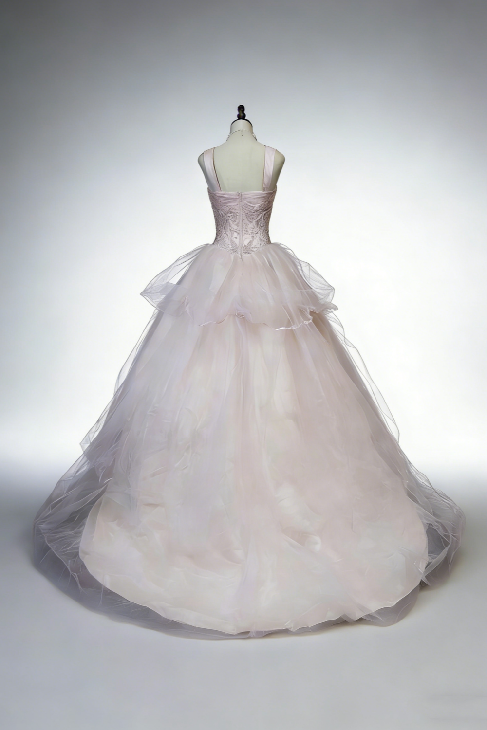 Light Pink Princess Style Ball Gown - Lace & Beaded Strapless Dress for Quinceañera gh6948