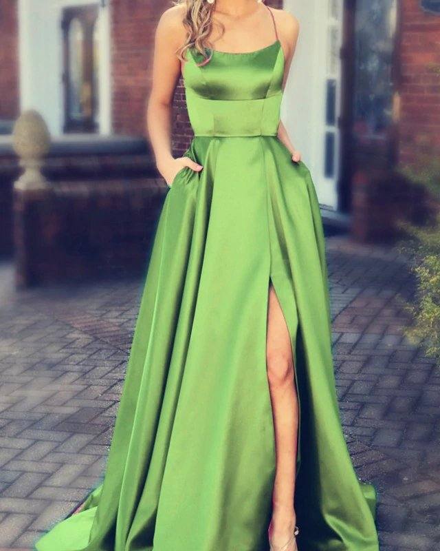 Sexy Backless Long Satin Bridesmaid Dresses - RongMoon