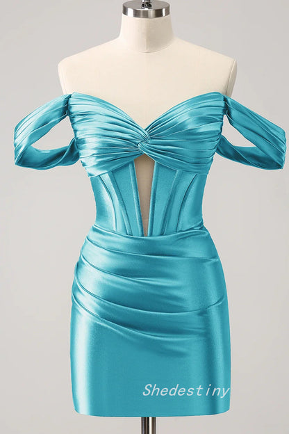 Hot Pink Off the Shoulder Bodycon Homecoming Dress