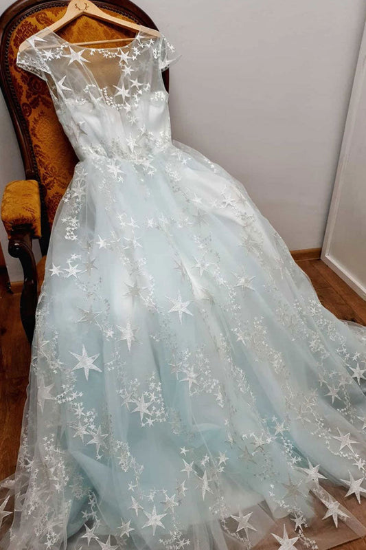 Simple blue tulle prom dress blue tulle formal dress