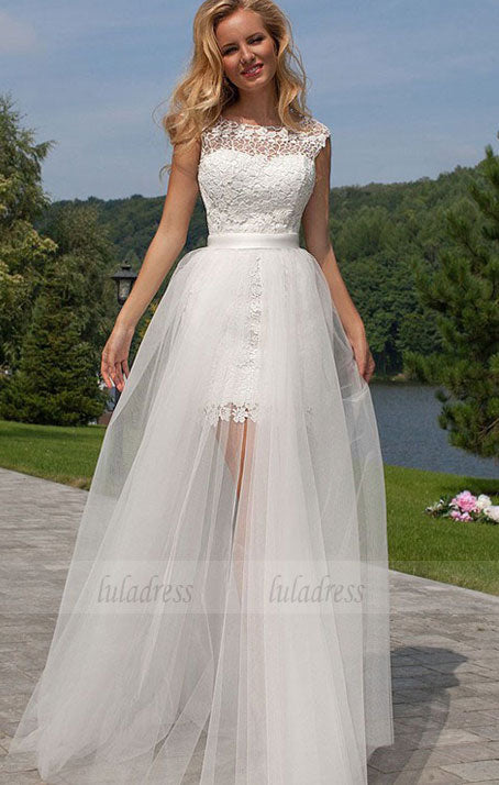 Lace Wedding Dress, Sleeveless Wedding Dress, Open-Back Wedding Dress, Charming Wedding Dress