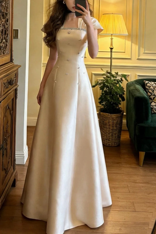 Satin Square Neck Dress gh7012