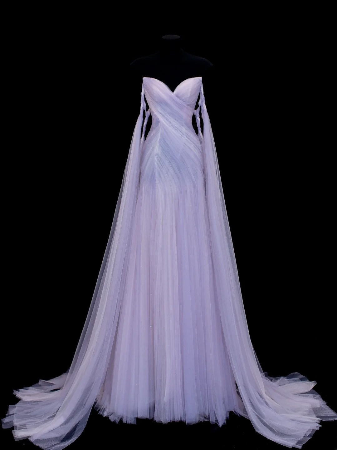 Fairy Luxury Dreamy Style Light Purple Tulle Strapless Train Gown - Starlight Theme Dinner & Ball Dress gh6562