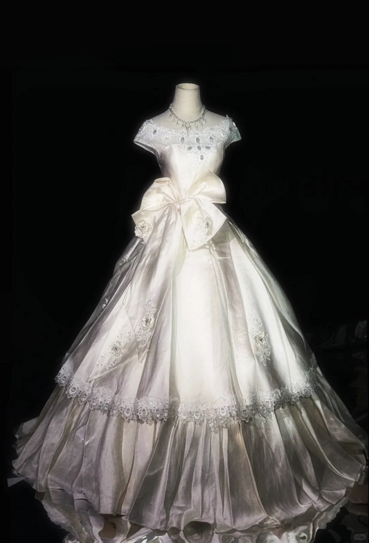 Ivory White Adult Dress Sweet Elegant Tulle Long Ball Gown Evening Dress gh4470
