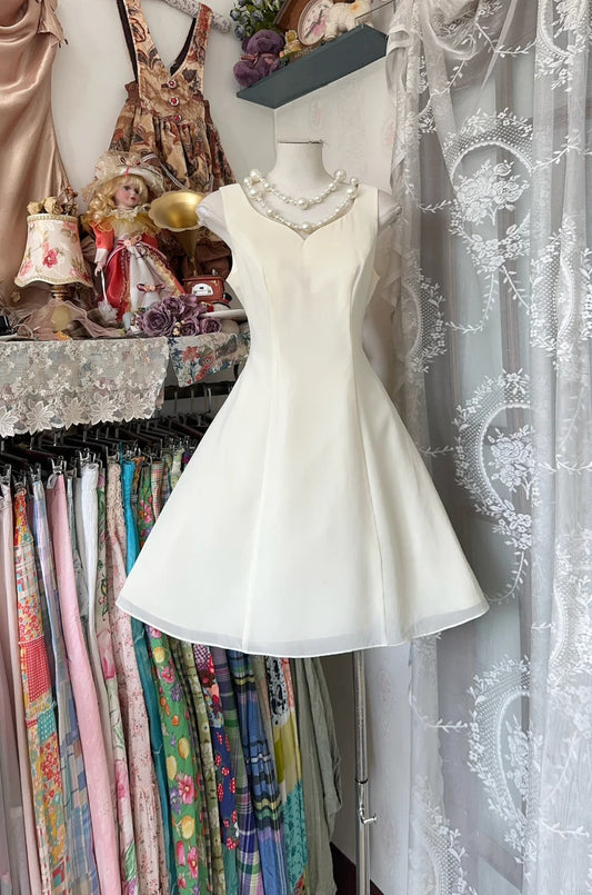 Girlhomeshops-White short simple fashion satin homecoming dress birthday party dress gh5186