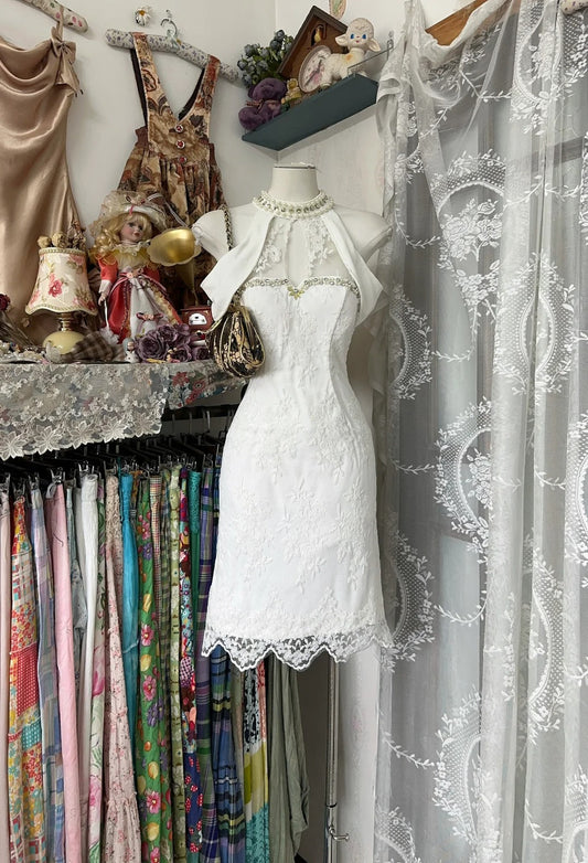 Girlhomeshops-Sweet Sexy Short Suspender Lace Beaded Homecoming Dress Birthday Party Dress gh5192