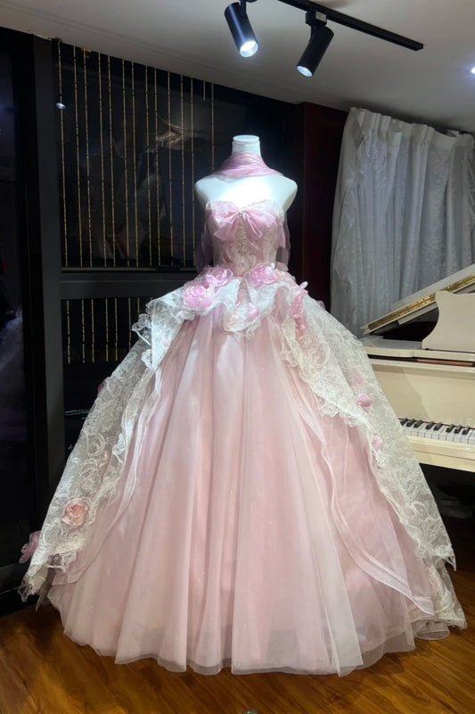 A Fairy Princess! A Girly Dress 🌸 A Pink Floral Fairy Dress That Explodes With Girlish Charm gh6731