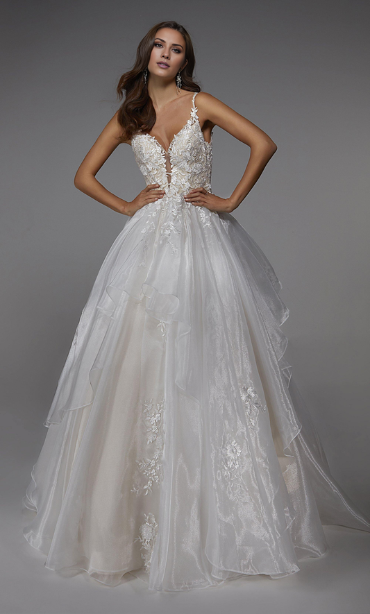 Deep V-neck low sexy backless mop dress wedding dress