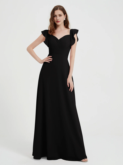 Sweetheart Drifting Sleeves Chiffon Dress