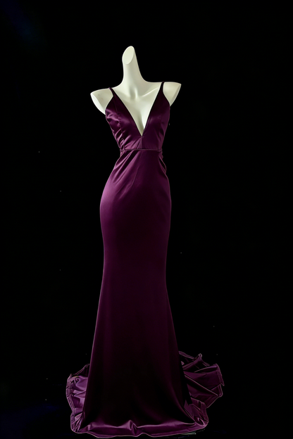 White Mermaid Elegant Long Satin Ball Gown Evening Dress Party Dress gh4474
