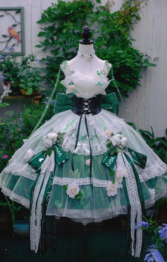 Green Wonderful Dream Rose Girl Lolita Dress gh6655