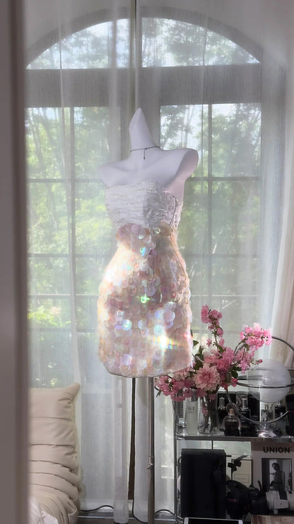 Pink Sequin Short Sparkling Homecoming Dress Party Dress Date Dress gh4879