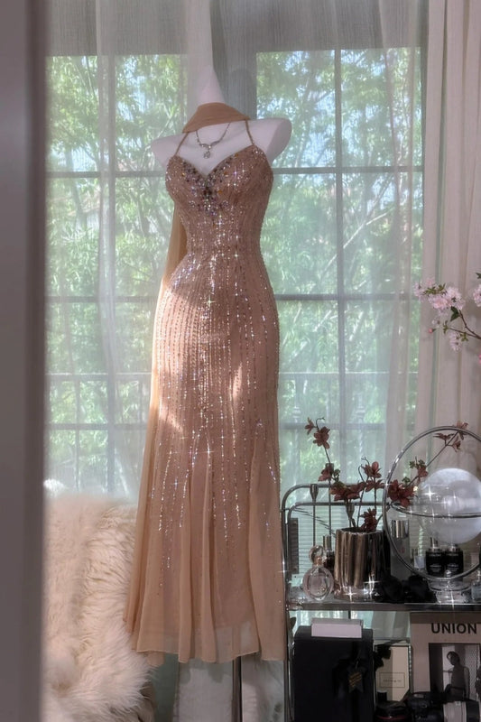 Romantic Fairy Exquisite Bead Long Chiffon Date Dress Party Dress gh69123