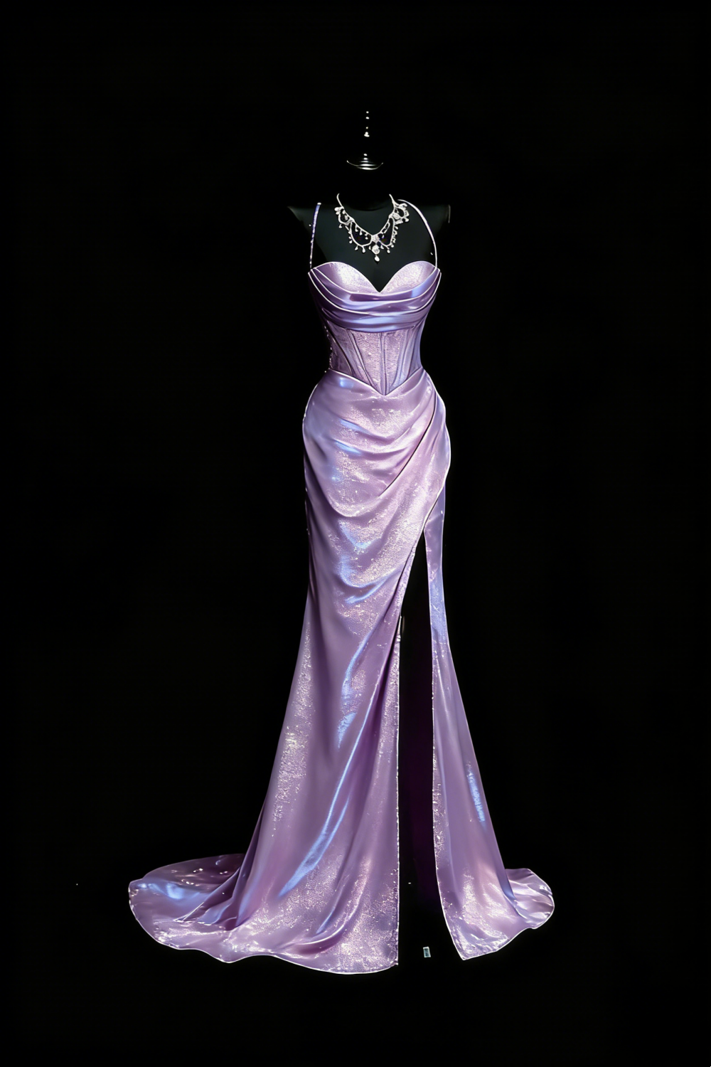 Galaxy Iridescent Style Blue Shimmer Halter Mermaid Gown - Starlight Theme Dinner & Red Carpet Dress gh6570