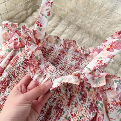 Retro Design Chic Spaghetti Strap Floral Dress HZ1024