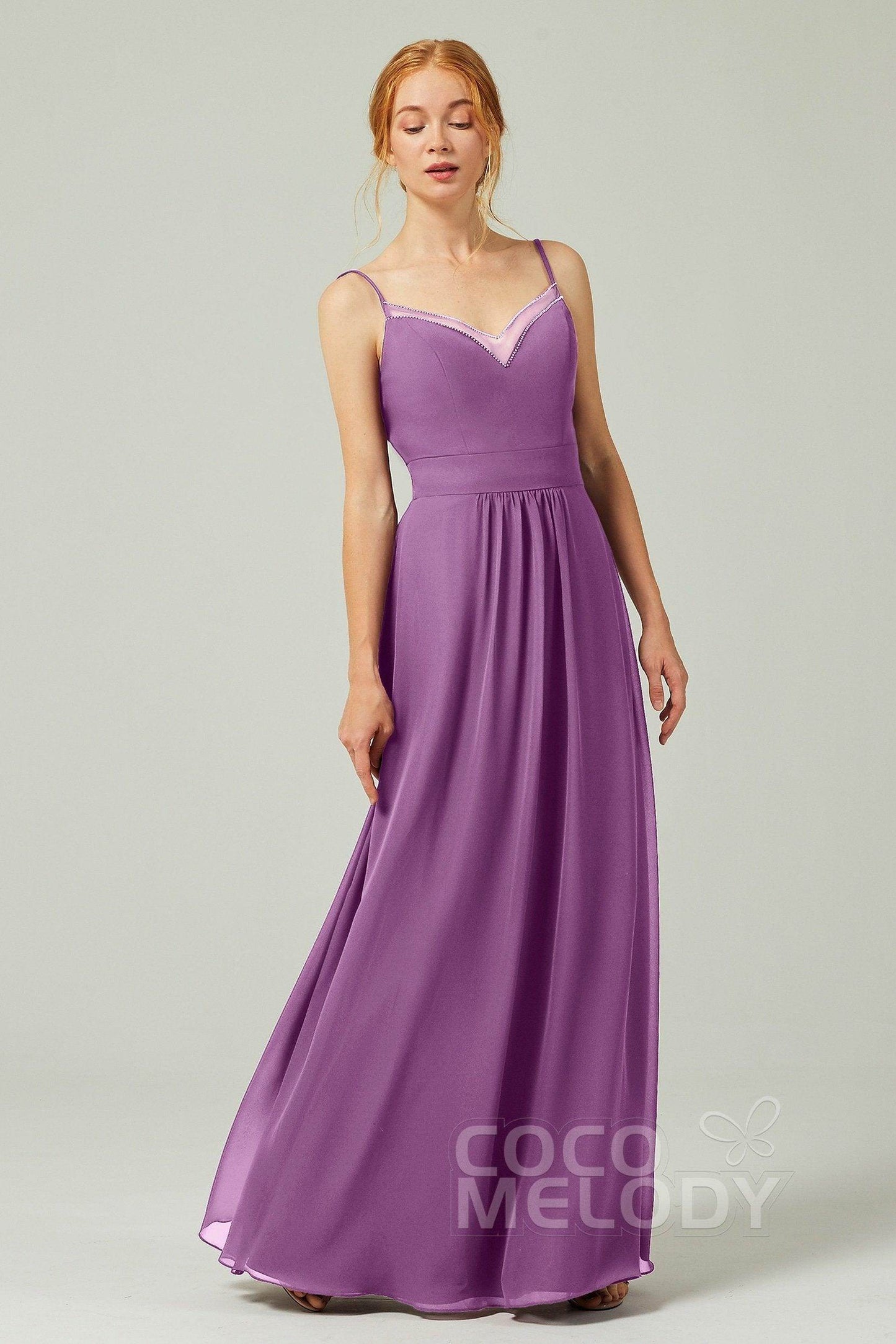A-Line Floor Length Chiffon Bridesmaid Dress CB0293