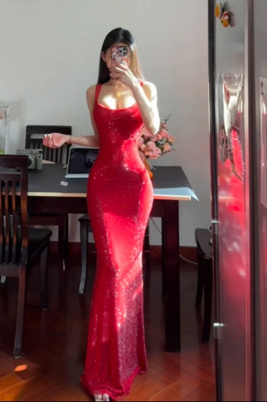 Red purple sequin long shiny elegant Prom dress formal graduation dress gh6628