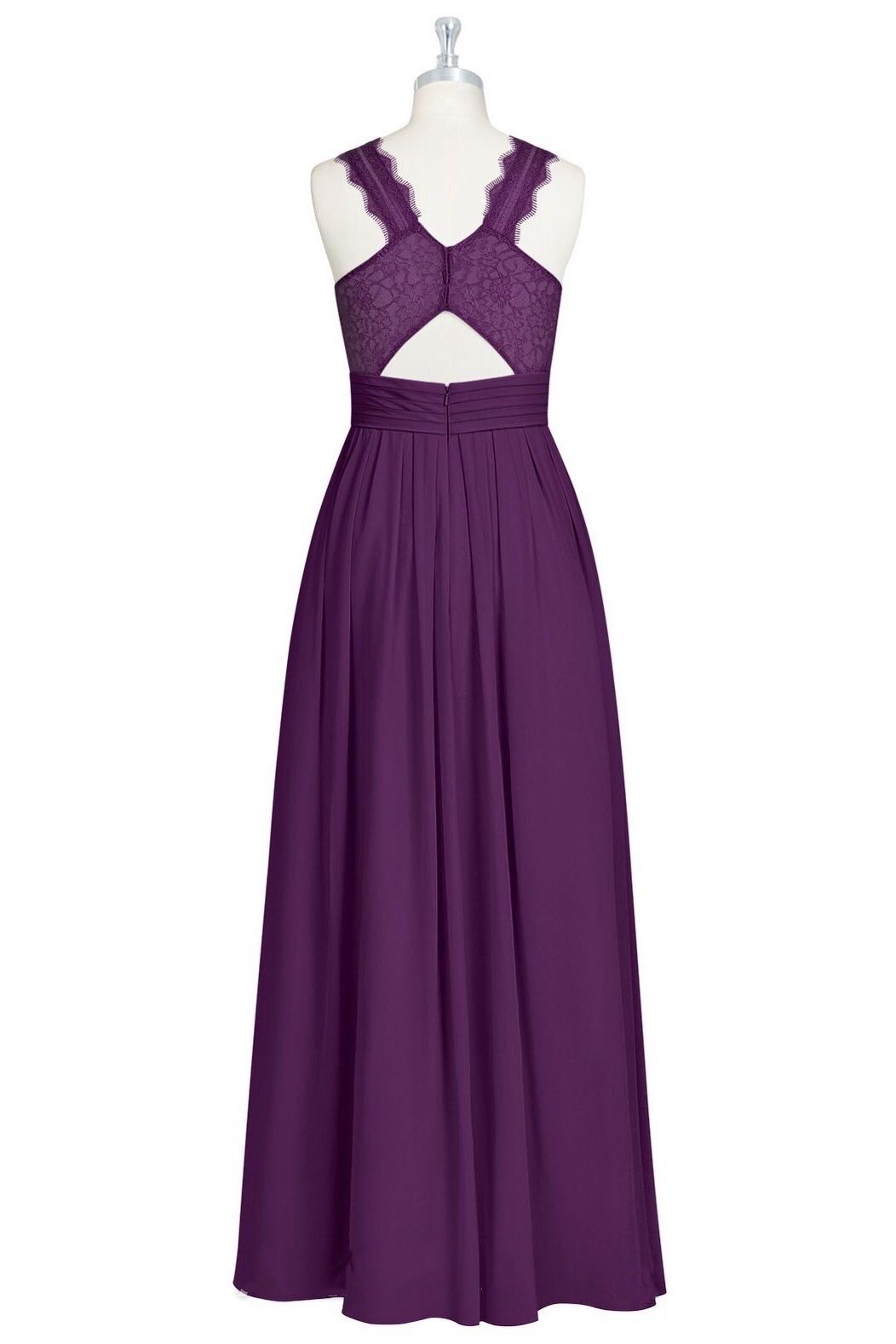 Purple Halter Backless A-line Gathered Bridesmaid Dress