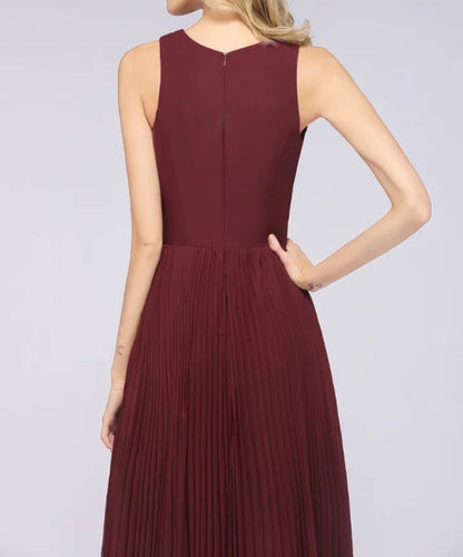 A-Line V-Neck Sleeveless Floor Length Chiffon Bridesmaid Dress with