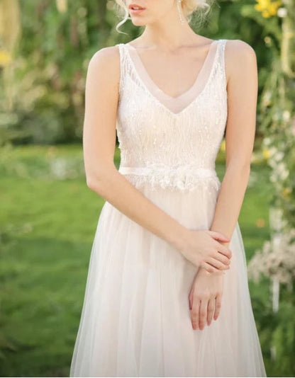 Tulle Lace Weddig Dress With Beading Sequins