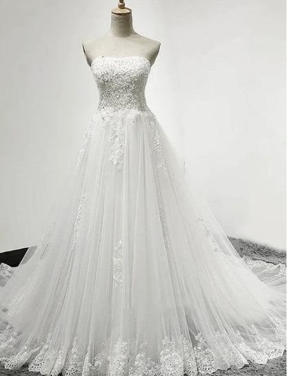 Tulle Wedding Dress With Lace Bodice Court Train