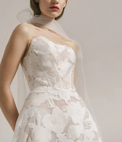 Lace wedding dress civil modern wedding dress boho lace wedding dress off-shoulder lace wedding dress