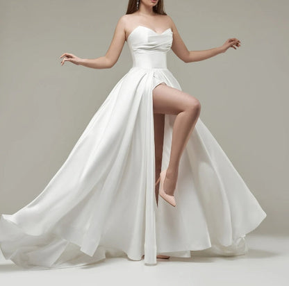 Ivory Wedding Dress Bridal Gown Elegant Wedding Dress Luxury Dress White Dress With Long Skirt Open Back Wedding Dress Simple Wedding Gown