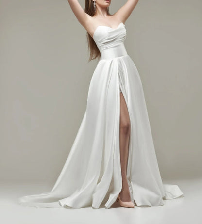 Ivory Wedding Dress Bridal Gown Elegant Wedding Dress Luxury Dress White Dress With Long Skirt Open Back Wedding Dress Simple Wedding Gown