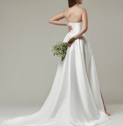 Ivory Wedding Dress Bridal Gown Elegant Wedding Dress Luxury Dress White Dress With Long Skirt Open Back Wedding Dress Simple Wedding Gown