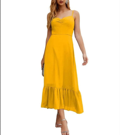 Spaghetti Strap Chiffon Bridesmaid Dress Ankle Length Formal A Line Cocktail Party Homecoming Dress for Juniors