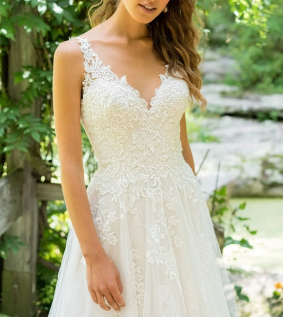 Wedding Dresses Sleeveless Appliqued Bride Dress A-Line Tulle Bride Wedding Gowns for Women vestido de novia