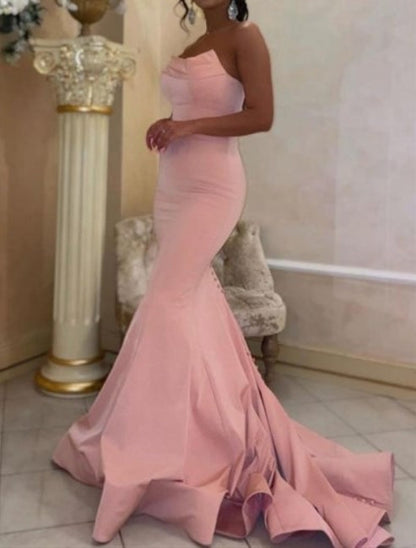Pink Strapless Sweetheart Mermaid Prom Dresses