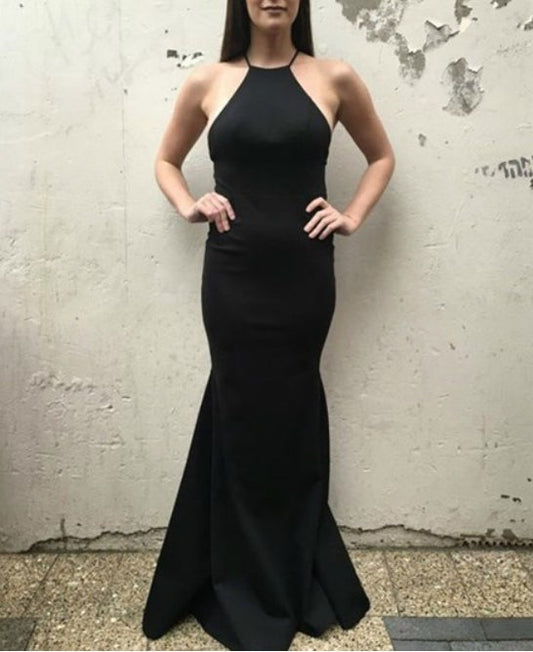 Long Black Mermaid Backless Spaghetti Strap Prom Dresses