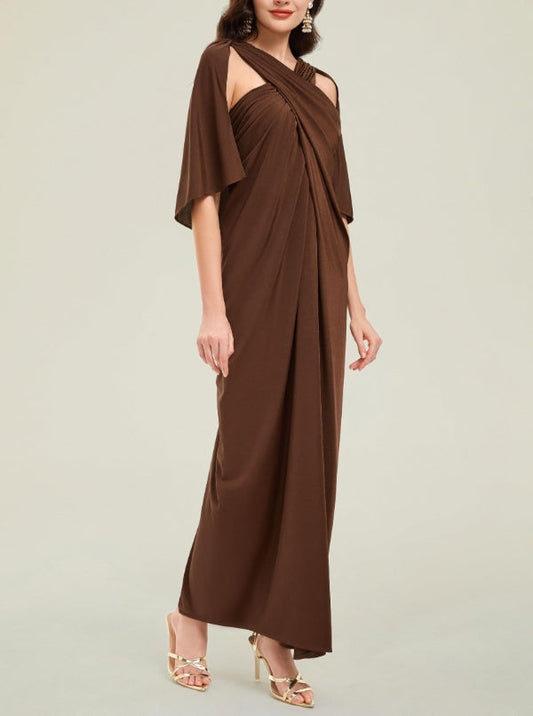 Brown Prom Dresses for Women Formal Dress with Shawl Wraps Cocktail Dress Evening Dress Gown